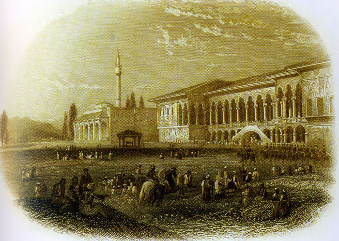 The palace of Ali Pasha in Tepelena, Engraving of Edward Finden, based on a drawing by William Purser (early 19th century, private collection, United Kingdom).