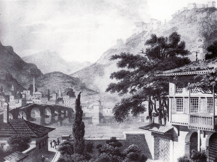 View of Berat (Drawing by Charles Cockerell, 1813).