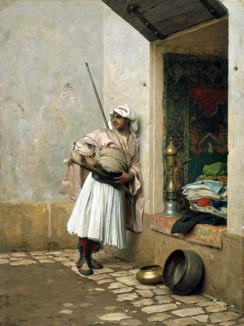 A Turkish (i.e. Albanian) Sentinel in Cairo, by Charles Bargue, 1877 (Museum of Fine Arts, Boston).