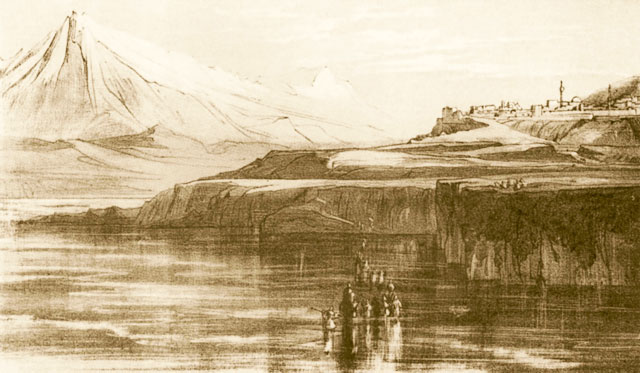 Edward Lear. View of Tepelena (Tepedelene), October 1848.