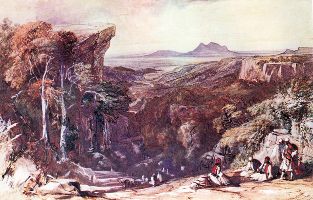 Edward Lear. Scene near Mount Tomorr in central Albania, October 1848.