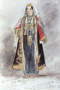 Edward Lear. Costume of a woman in Shkodra (Scodra), October 1848.