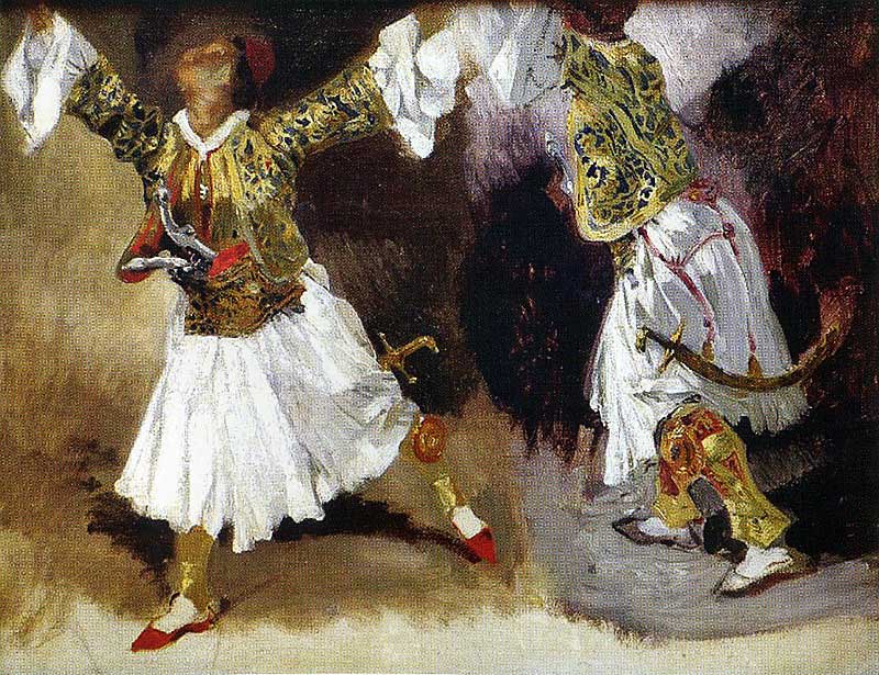 Study in Suliot costumes, by Eugène Delacroix (Musée du Louvre, Paris).