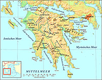 Landkarte des Peloponnes (Morea).