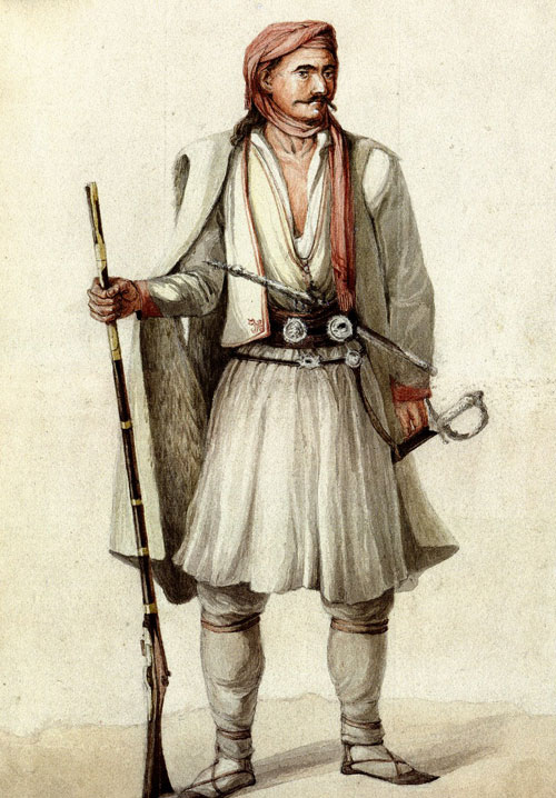 A southern Albanian warrior sketched by Joseph Cartwright in 1822.
