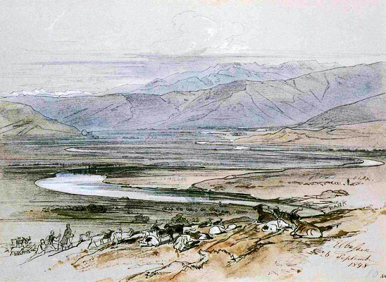 Painting Edward Lear, "Elbasan, 26 Sept. 1848".