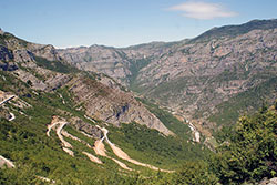 The Hoti switchback trail (Leqet e Hotit) down to Kelmendi" (Photo: Ismail Gagica, August 2011).