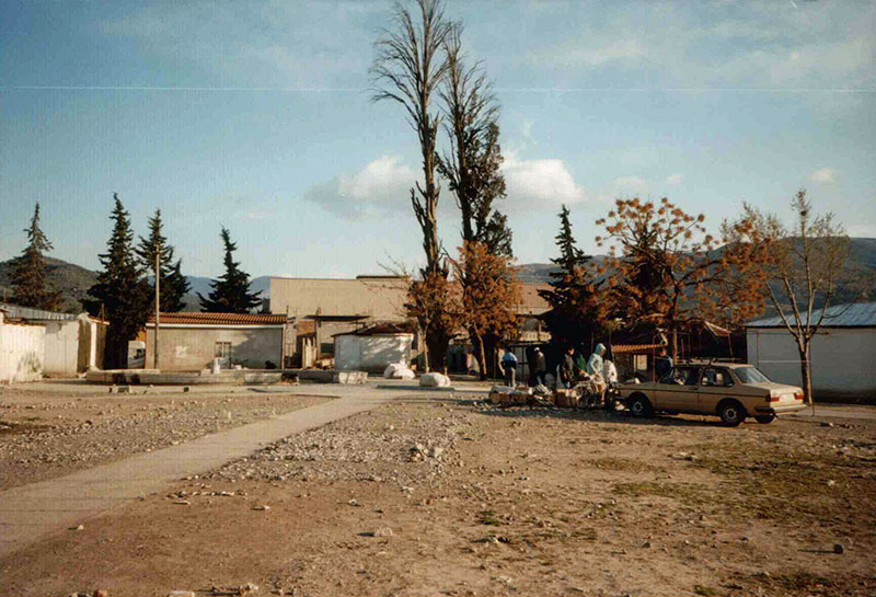 What remains of the old Muslim prayer field (namazgjah) of Elbasan, with the last cypress trees (photo: Robert Elsie, March 1997).