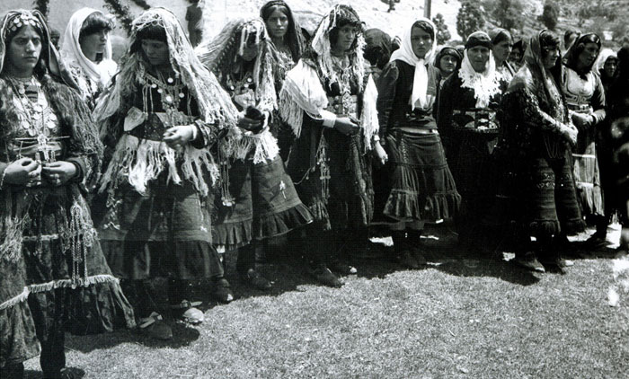 The women of Theth in festive costume (Photo: Shan Pici, 1938).