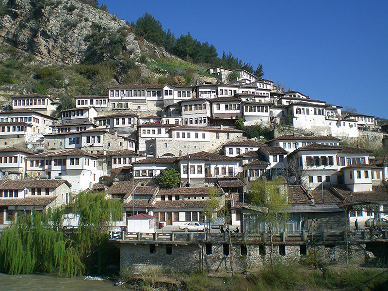 View of the Mangalem Quarter in Berat (photo: Robert Elsie, March 2008).