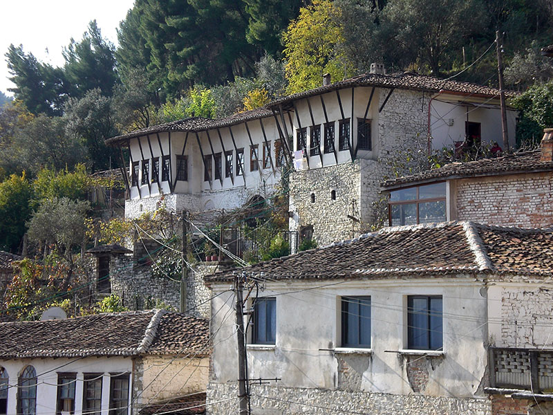 Houses in the Mangalem Quarter of Berat (photo: Robert Elsie, November 2010).