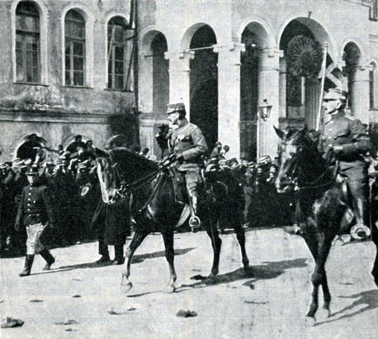 Crown Prince Constantine of Greece entering Janina. 1913