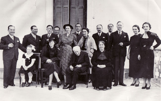Syreja Bey Vlora and family, ca. 1938 (Ekrem Bey Vlora on the far left).