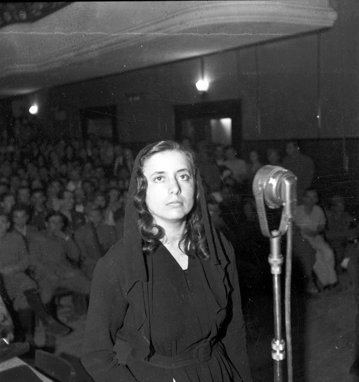 Musine Kokalari on trial in 1946.
